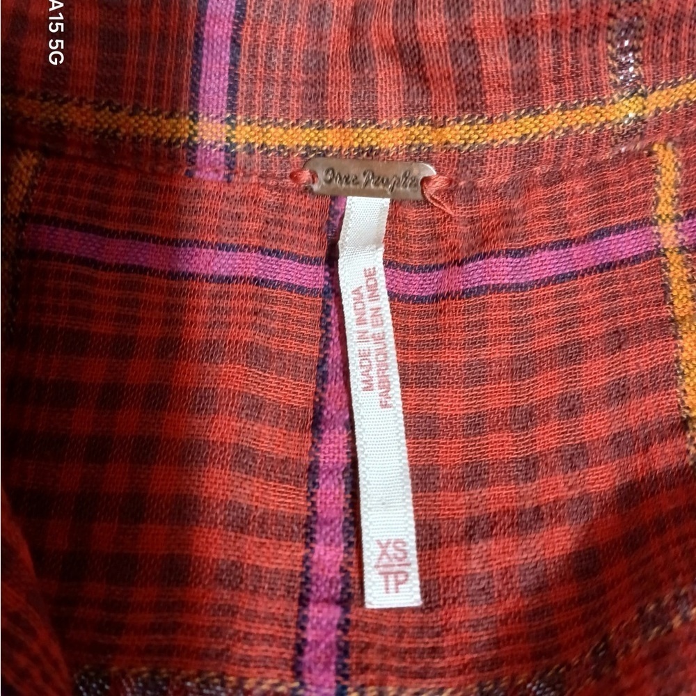 Free People Break My Stride Buttondown Top Shirt Red XSmall - Picture 2 of 10